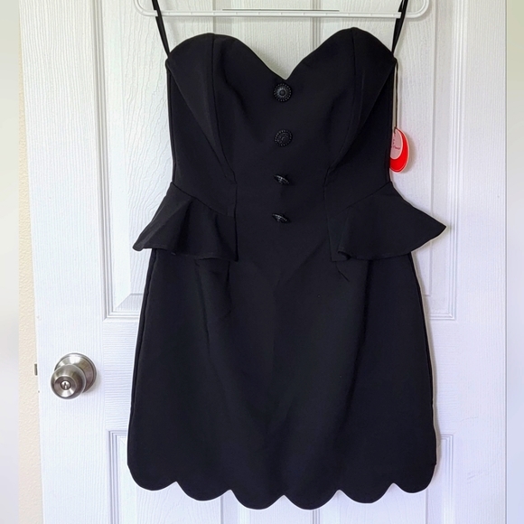 Anthropologie Eva Franco Strapless Peplum Mini Dress w/Scalloped Hem NWT size 8 - Picture 7 of 9